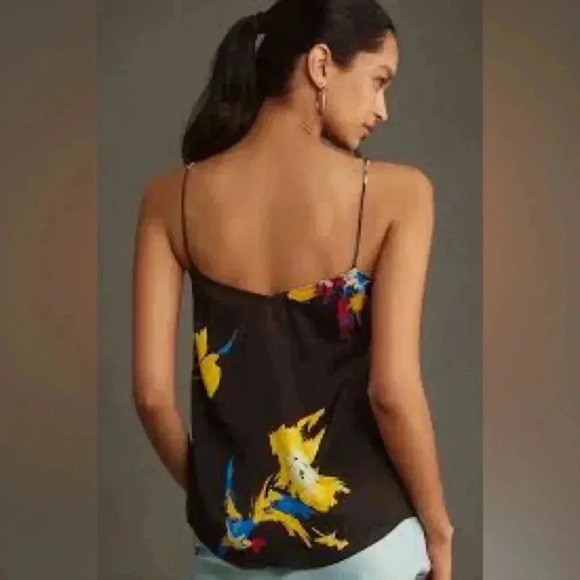 NWT new Anthropologie equipment Lexi ruched cami black medium sleeveless top - Picture 6 of 17